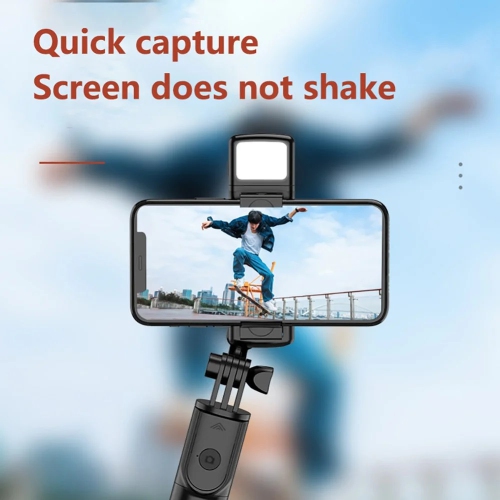 Trépied pour perche à égoportrait 3-en-1 avec lampe rechargeable et télécommande sans fil – Rotation à 360°, portée 10 m, support pliable et