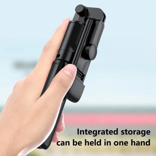 Trépied pour perche à égoportrait 3-en-1 avec lampe rechargeable et télécommande sans fil – Rotation à 360°, portée 10 m, support pliable et