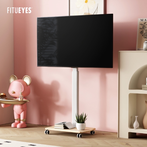 FITUEYES TV Stand with Wheels White for 32 to 70 Inch TV LCD LED Screen Mobile TV Cart with Swivel 60 Degree and Height Adjustable