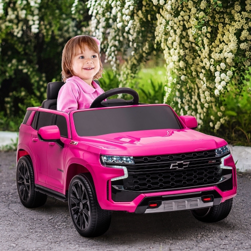 Aosom Licensed Chevrolet Tahoe Kids Ride on Car, 12V 7AH Toddler Electric Car with Parent Remote Control, 3 Speeds, Spring Suspension, LED Light,