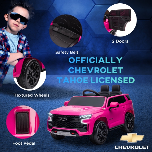 Aosom Licensed Chevrolet Tahoe Kids Ride on Car, 12V 7AH Toddler Electric Car with Parent Remote Control, 3 Speeds, Spring Suspension, LED Light,