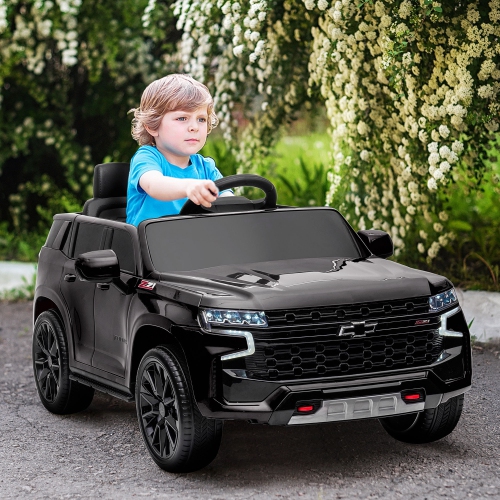 Aosom Licensed Chevrolet Tahoe Kids Ride on Car, 12V 7AH Toddler Electric Car with Parent Remote Control, 3 Speeds, Spring Suspension, LED Light,