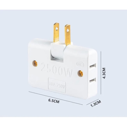 2 Pack of 3 Way Flat Wall Outlet Extender 2Pin Swivel Mini Indoor Power Outlet Expander Plug US Extension Travel Adapter Power Strip