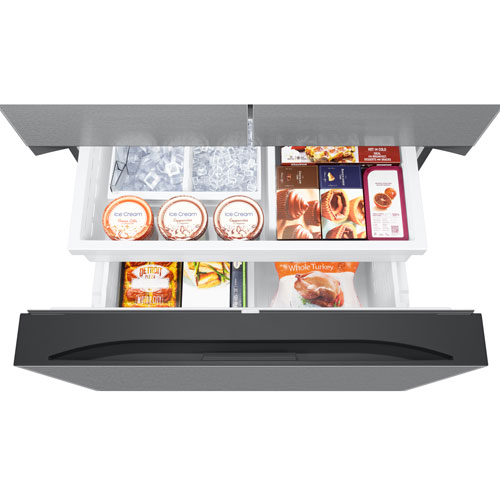 Réfrigérateur à deux portes de 30,5 pi³ et 36 po avec distributeur d'eau et de glaçons de Samsung - Inox