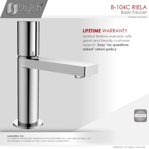 OPEN BOX A - Single Handle Modern Bathroom Faucet Basin Sink Faucet, Polished Chrome Finish B-104C