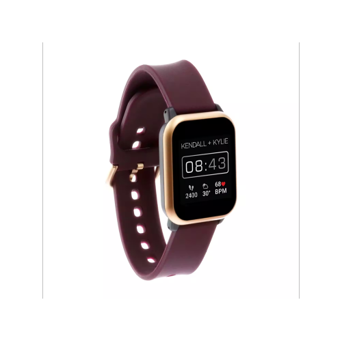 KENDALL + KYLIE Multi-Function Smart Watch with Extra Interchangeable Strap: Burgundy/Pink