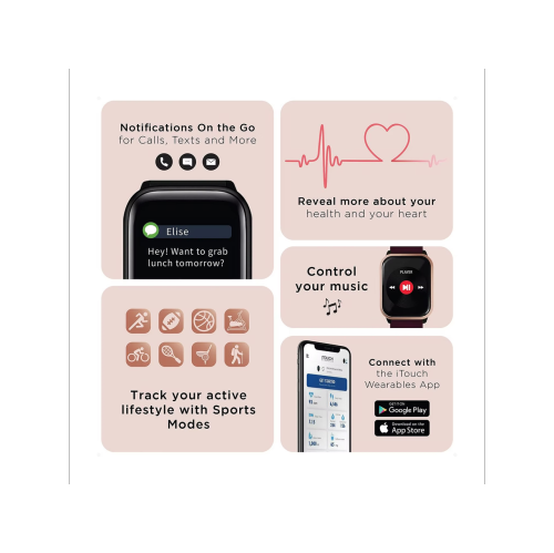 KENDALL + KYLIE Multi-Function Smart Watch with Extra Interchangeable Strap: Burgundy/Pink