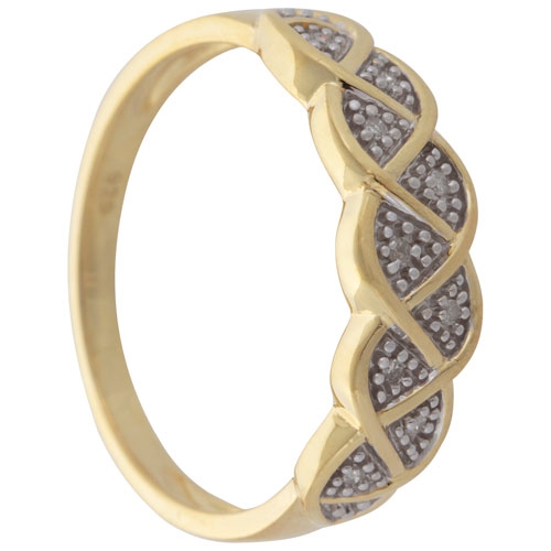 LE REVE SILVER  Le Reve Collection Pave Diamond 0.006Ctw Ring In Plated Sterling Silver - Size 5 In Gold