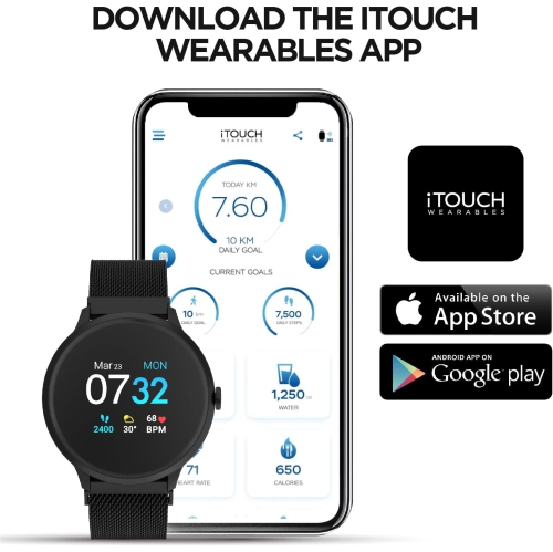iTouch Sport 3 Smartwatch: Silver Case/Silver Mesh Strap