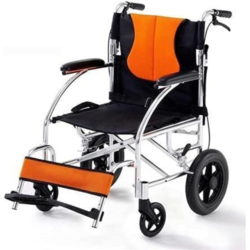 BYTREX  Lightweight Folding Portable Transport Chair Wheelchair With Dual Hand Brakes 12" Rear Wheels, Foldable Frame
