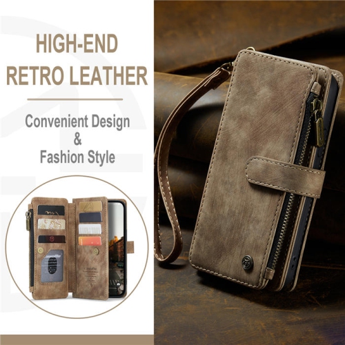 CaseMe iPhone 14 PRO MAX Wallet Case with Card Holder Retro Leather Protective Phone Wallet Case with Magnetic Kickstand Wrist Strap Zipper Cover