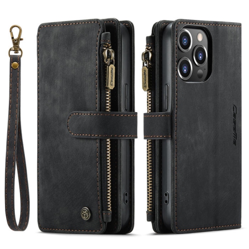 CaseMe iPhone 14 PLUS Wallet Case with Card Holder Retro Leather Protective Phone Wallet Case with Magnetic Kickstand Wrist Strap Zipper Cover with