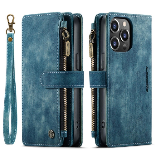 CaseMe iPhone 14 PLUS Wallet Case with Card Holder Retro Leather Protective Phone Wallet Case with Magnetic Kickstand Wrist Strap Zipper Cover with