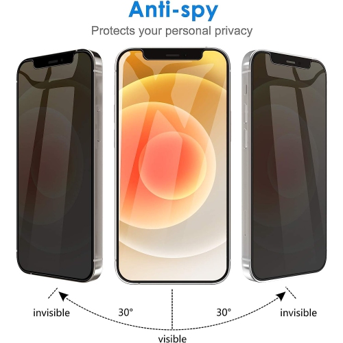 Protecteur d'écran de confidentialité de KeeGuard pour iPhone 12/12 Pro 6,1 po, film de verre trempé anti-espion
