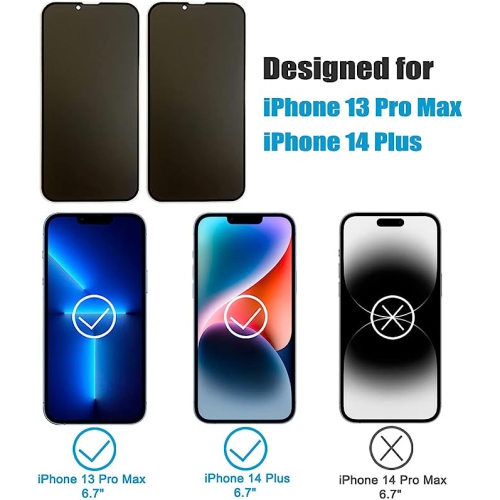 KEEGUARD Matte Privacy Screen Protector For iPhone 13 Pro Max/iPhone 14 Plus, Anti-Glare Anti-Spy Scratch Resistant Tempered Glass Film, Rounded Edge