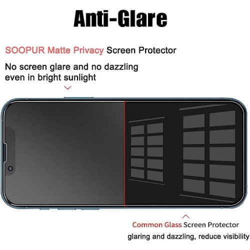 KEEGUARD Matte Privacy Screen Protector For iPhone 13 Pro Max/iPhone 14 Plus, Anti-Glare Anti-Spy Scratch Resistant Tempered Glass Film, Rounded Edge