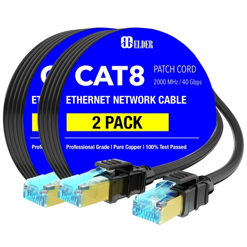 Cat8 Ethernet Cable 16ft Network Cable x2 Pack High Speed 40Gbps 2000MHz Patch Cord LAN Heavy Duty Shielded Cat 8 RG45 Cable PoE Internet Wire Outdoo