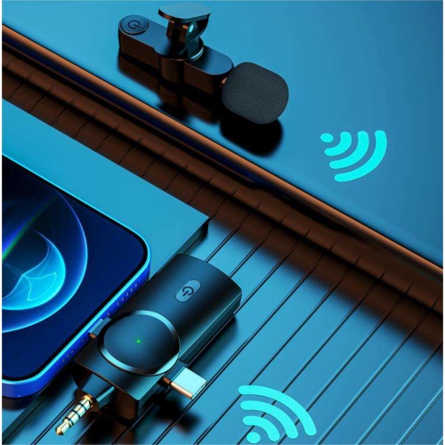 ULTRENDS 3-in-1 Dual Wireless Lavalier Microphone, 2.4G Built-in Noise Reduction, 360 Omnidirectional Voice Pickup, 120 meters Wireless Receiving,