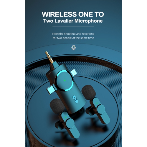 ULTRENDS 3-in-1 Dual Wireless Lavalier Microphone, 2.4G Built-in Noise Reduction, 360 Omnidirectional Voice Pickup, 120 meters Wireless Receiving,