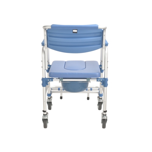 Light weight Shower Commode Chair Personal Mobility Assist Toilet Commode Wheelchair Transport Rolling Chair Waterproof with Arm and Footrests for