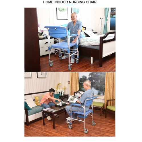 Light weight Shower Commode Chair Personal Mobility Assist Toilet Commode Wheelchair Transport Rolling Chair Waterproof with Arm and Footrests for