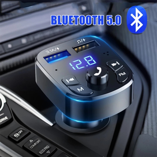 Car Hands-free Bluetooth-compaitable 5.0 FM Transmitter Car Kit