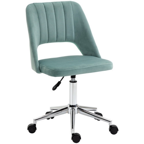 VINSETTO  Mid Back Office Chair, Velvet Fabric Scallop Shape Swivel Computer Desk Chair With Adjustable Height In Green