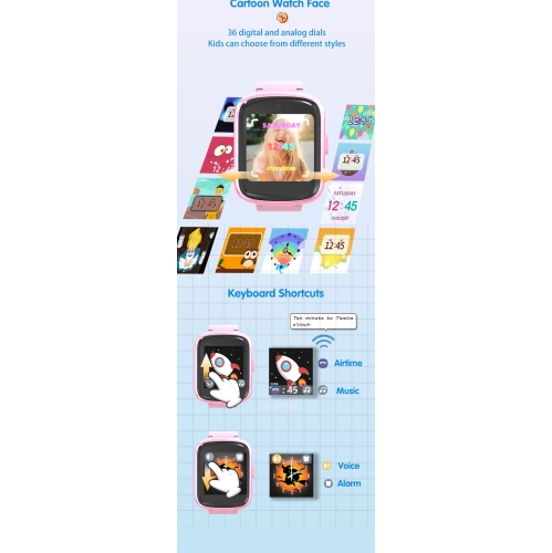 ULTREND Kids Smart Watch with 46 DIY Clock Faces, 500mAh Battery, 1.54-inch Touch Screen, Build-in Speaker, and 9 Fun Games