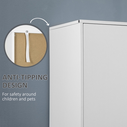 HOMCOM Modern Wardrobe Closet Armoire with 2 Drawers and Hanging Rod, Clothes Storage Organizer with Anti-tipping Design for Bedroom, White