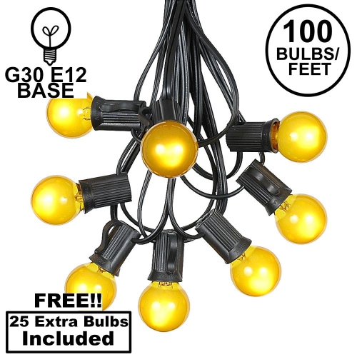 NOVELTY LIGHTS LLC  G30 Patio String Lights w 125 Clear Globe Bulbs – Outdoor String Lights – Market Bistro Café Hanging String Lights – Patio