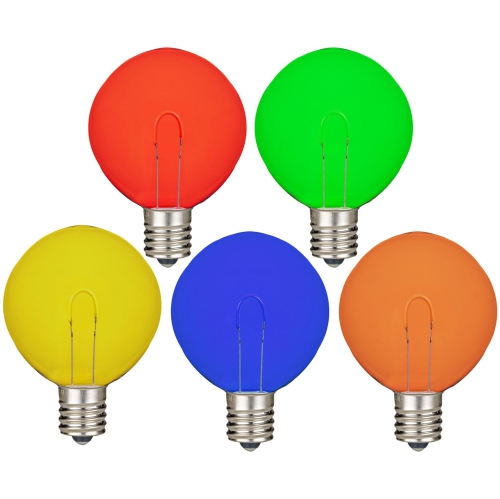 Novelty Lights 25 Pack G50 LED Light Bulbs, E17 C9 Intermediate Screw Base Shatterproof Outdoor String Lights Clear Globe Bulbs, Edison Light Bulbs