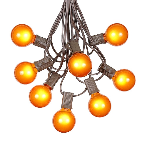G40 Patio String Lights with 25 Clear Globe Bulbs – Outdoor String Lights –  Market Bistro Café Hanging String Lights – Patio Garden Umbrella Globe  Lights - Brown Wire - 25 Feet