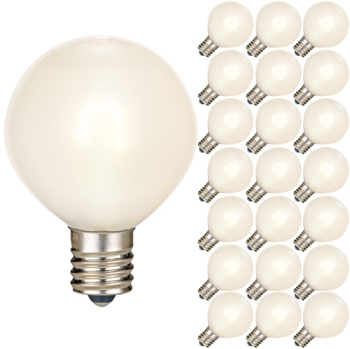 NOVELTY LIGHTS LLC  Novelty Lights 25 Pack G50 Led Light Bulbs, E17 C9 Intermediate Screw Base Shatterproof Outdoor String Lights Clear Globe Bulbs