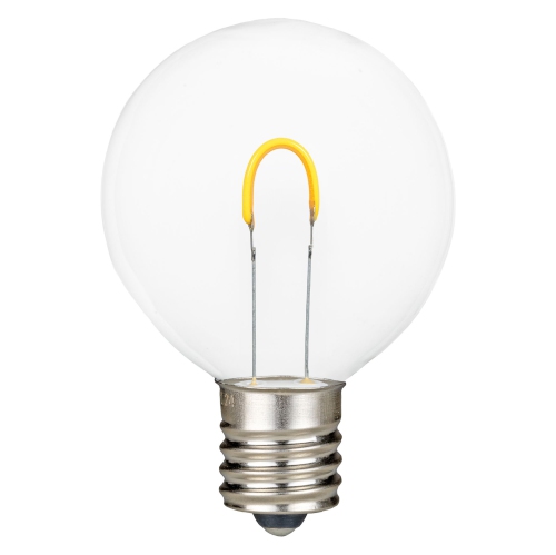 Novelty Lights 25 Pack G50 LED Light Bulbs, E17 C9 Intermediate Screw Base Shatterproof Outdoor String Lights Clear Globe Bulbs, Edison Light Bulbs