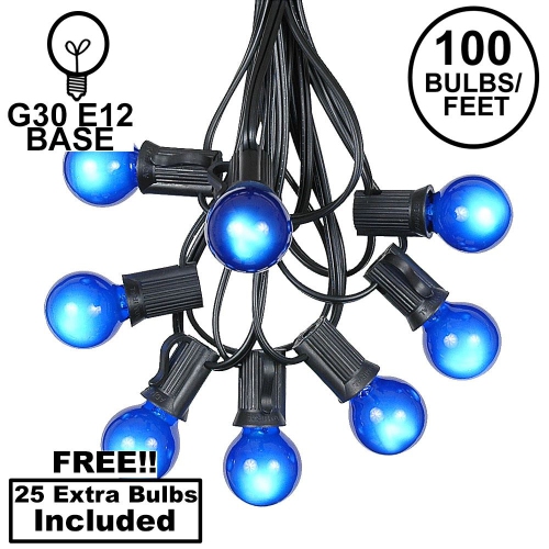 NOVELTY LIGHTS LLC  G30 Patio String Lights w 125 Clear Globe Bulbs – Outdoor String Lights – Market Bistro Café Hanging String Lights – Patio