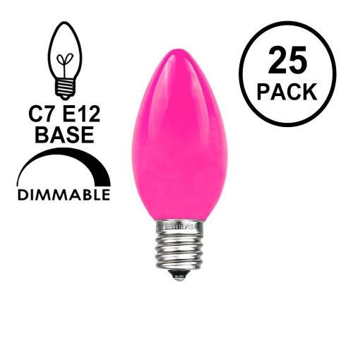 Novelty Lights 25 Pack C7 Outdoor Ceramic Christmas Replacement Bulbs, C7/E12 Candelabra Base, 5 Watt
