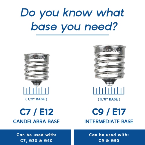 Novelty Lights 25 Pack G30 Outdoor Globe Replacement Bulbs, C7/E12 Candelabra Base, 5 Watt