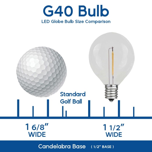 Novelty Lights 25 Pack G40 Outdoor Globe Replacement Bulbs, C7/E12 Candelabra Base, 5 Watt