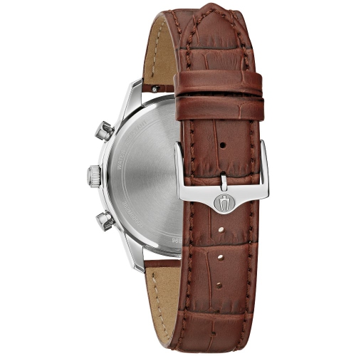Bulova Mens Sutton Quartz Watch 41mm Silver-Tone Stainless Steel Case Brown Leather Strap with Blue Dial