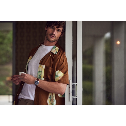 Bulova Mens Sutton Quartz Watch 41mm Silver-Tone Stainless Steel Case Brown Leather Strap with Blue Dial