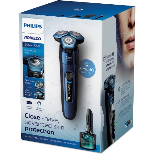 Philips Norelco Shaver 7700, Rechargeable Wet & Dry Electric Shaver with SenseIQ Technology, Quick Clean Pod, Charging Stand and Pop-up Trimmer,