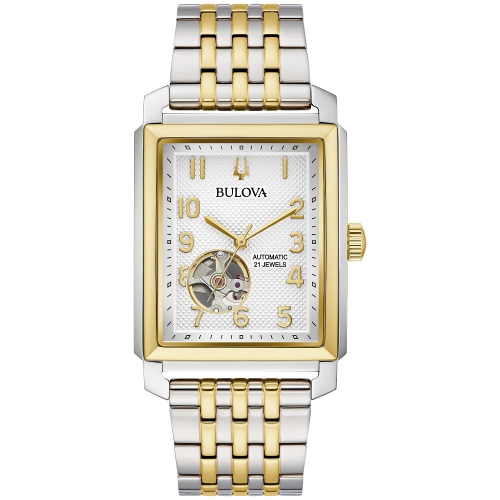 BULOVA WATCH  Bulova Mens Sutton Automatic Watch 33MM Two-Tone Stainless Steel Case Two-Tone Ss Bracelet With Silver-White Dial (98A308) In Multicolor