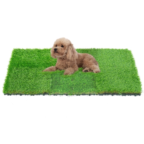 CAPHAUS Artificial Grass Turf Tiles for Patio, Self-Draining Interlocking Fake Faux Grass Pet Turf for Dog Potty Training, 12” X 12” per piece & Set