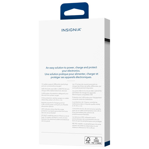 Insignia 12-Outlet Surge Protector with USB-A/USB-C Ports - Only at Best Buy