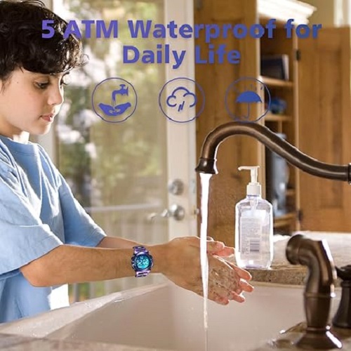 Montre sport numérique pour enfants – étanche, DEL, chronographe et alarme avec bracelet en silicone – montre extérieure idéale pour les enfants