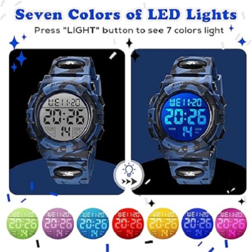 Kids' Digital Sport Watch – Waterproof, LED, Chronograph & Alarm with Silicone Band – Perfect Outdoor Watch for Kids