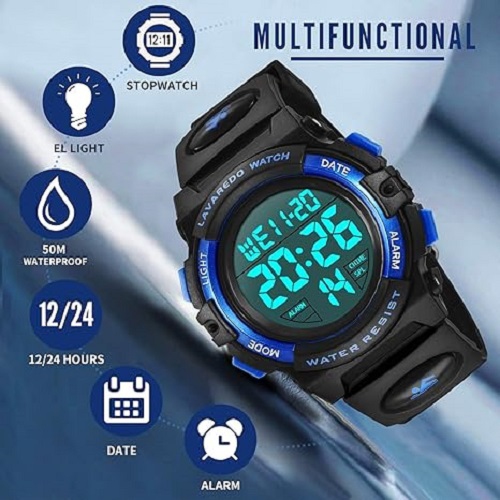 Kids' Digital Sport Watch – Waterproof, LED, Chronograph & Alarm with Silicone Band – Perfect Outdoor Watch for Kids