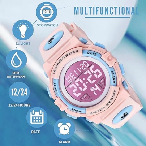Kids' Digital Sport Watch – Waterproof, LED, Chronograph & Alarm with Silicone Band – Perfect Outdoor Watch for Kids