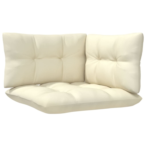 vidaXL 3-Seater Garden Sofa with Cream Cushions Solid Pinewood