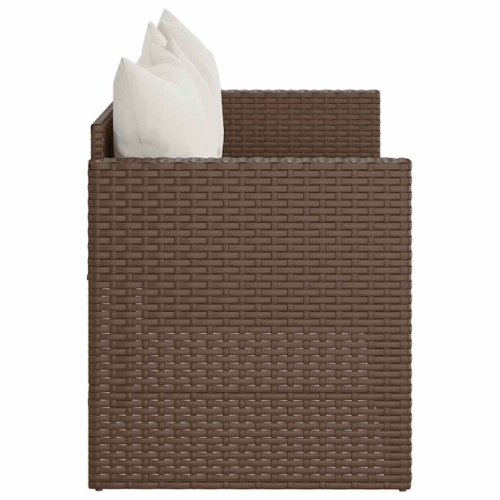 vidaXL 3-Seater Garden Sofa with Cushions Brown Poly Rattan